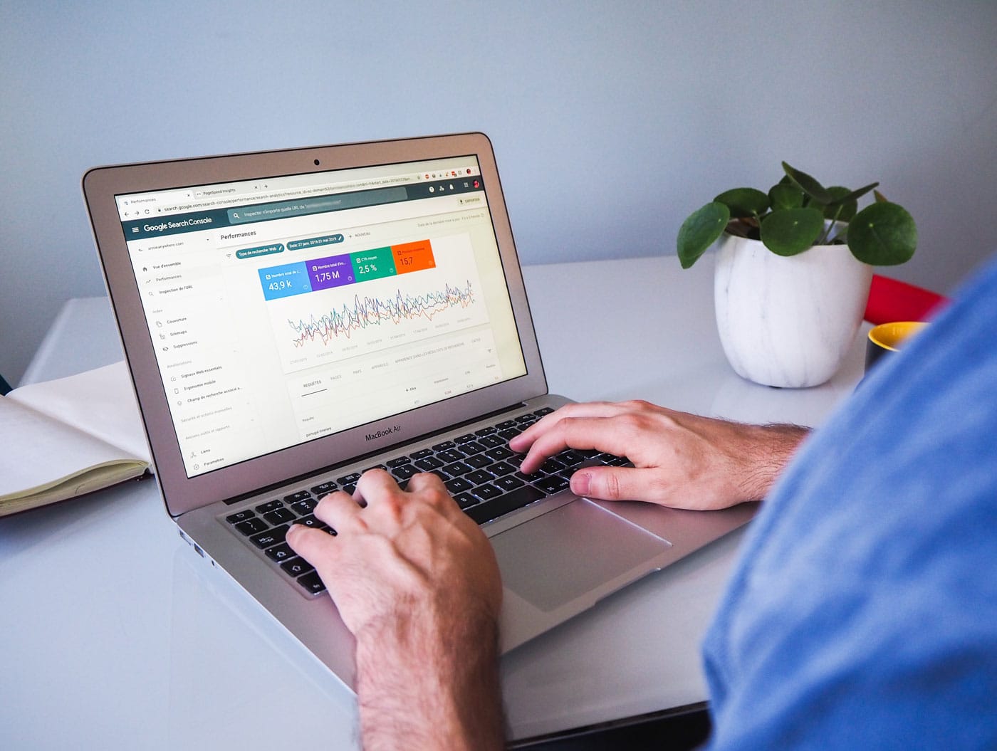 Laptop showing a website analytics dashboard